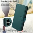 thumbnail image 6 of Wallet Case for iPhone 16e, RFID Blocking Flip Cover with 7 Card Slots, Cash Compartment, Magnetic Closure, and Hands-Free Stand, Slim Protective Phone Case with Wrist Strap,Green, 6 of 6