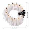 thumbnail image 2 of 16'' Light Up Gauze Ghost Wreath Warm LED Halloween Front Door Hanging Ornament Neutral Cottagecore Farmhouse Porch Wall Decor, Glowing White Ghost Ribbon Wreath for Party Wall Porch Decoration, 2 of 10
