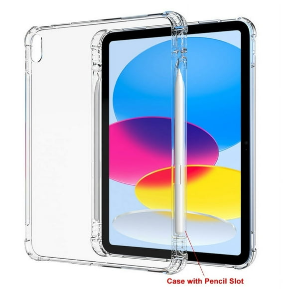 Pencil Solt Case for iPad Pro 12.9 11 10 9 8 7 6 Air Mini 5 4 3 2 1 Tablet Cover Clear Soft Air-bag Corner Shockproof Pen Holder Clear for iPad Air 3