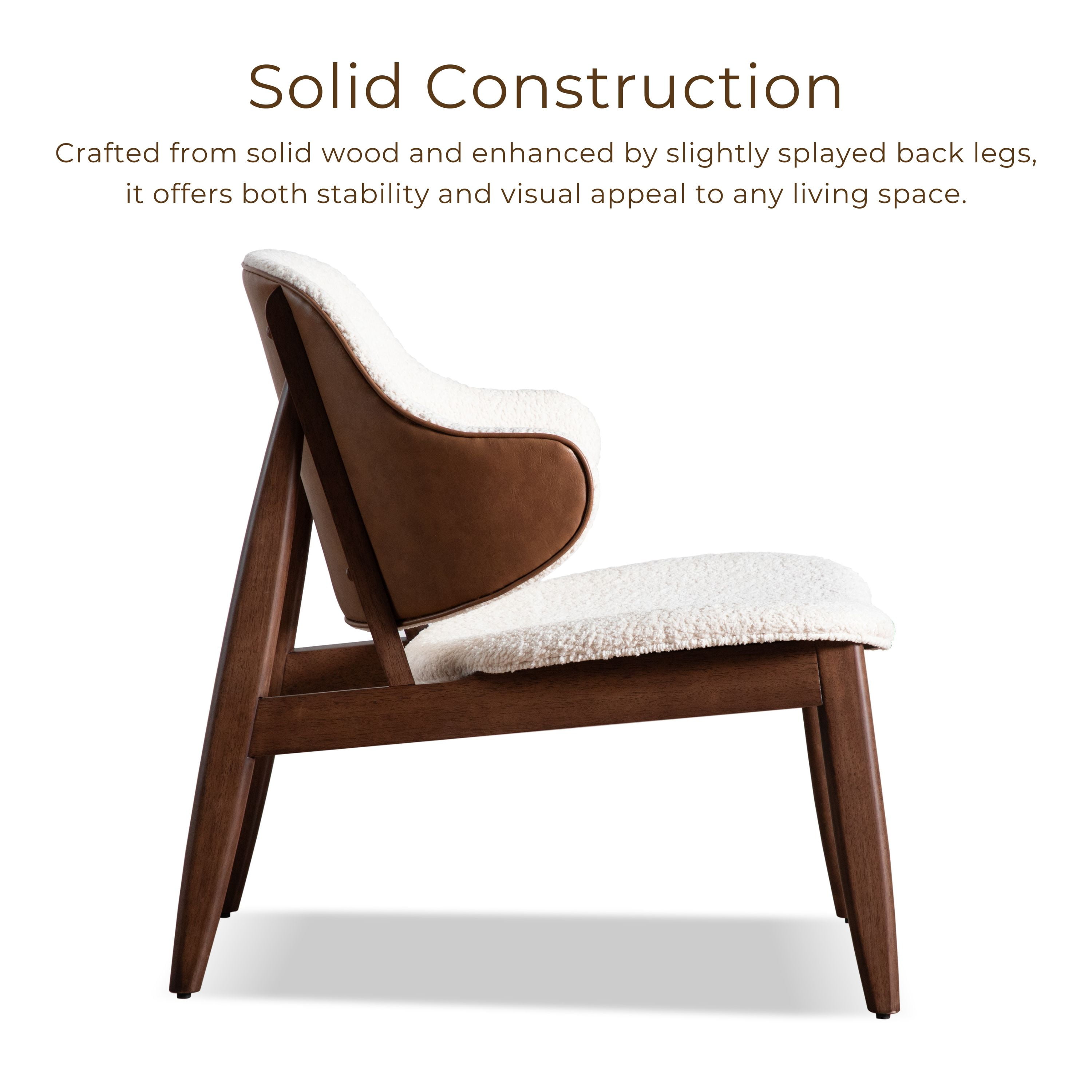 Furniture of America Erik Mid-Century Modern Boucle Fabric Wingback Indoor Accent Chair, Walnut