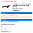 thumbnail image 2 of Headlight Dimmer Switch - Compatible with 2008 - 2016 Chrysler Town & Country 2009 2010 2011 2012 2013 2014 2015, 2 of 2