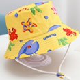 thumbnail image 4 of LIIPEE Girls Boys Sun Cap Cartoon Printed Adjustable Strap Bucket Wide Brim Hat Protection Caps Child Casual Party Hats,Yellow,4-8 Years, 4 of 5