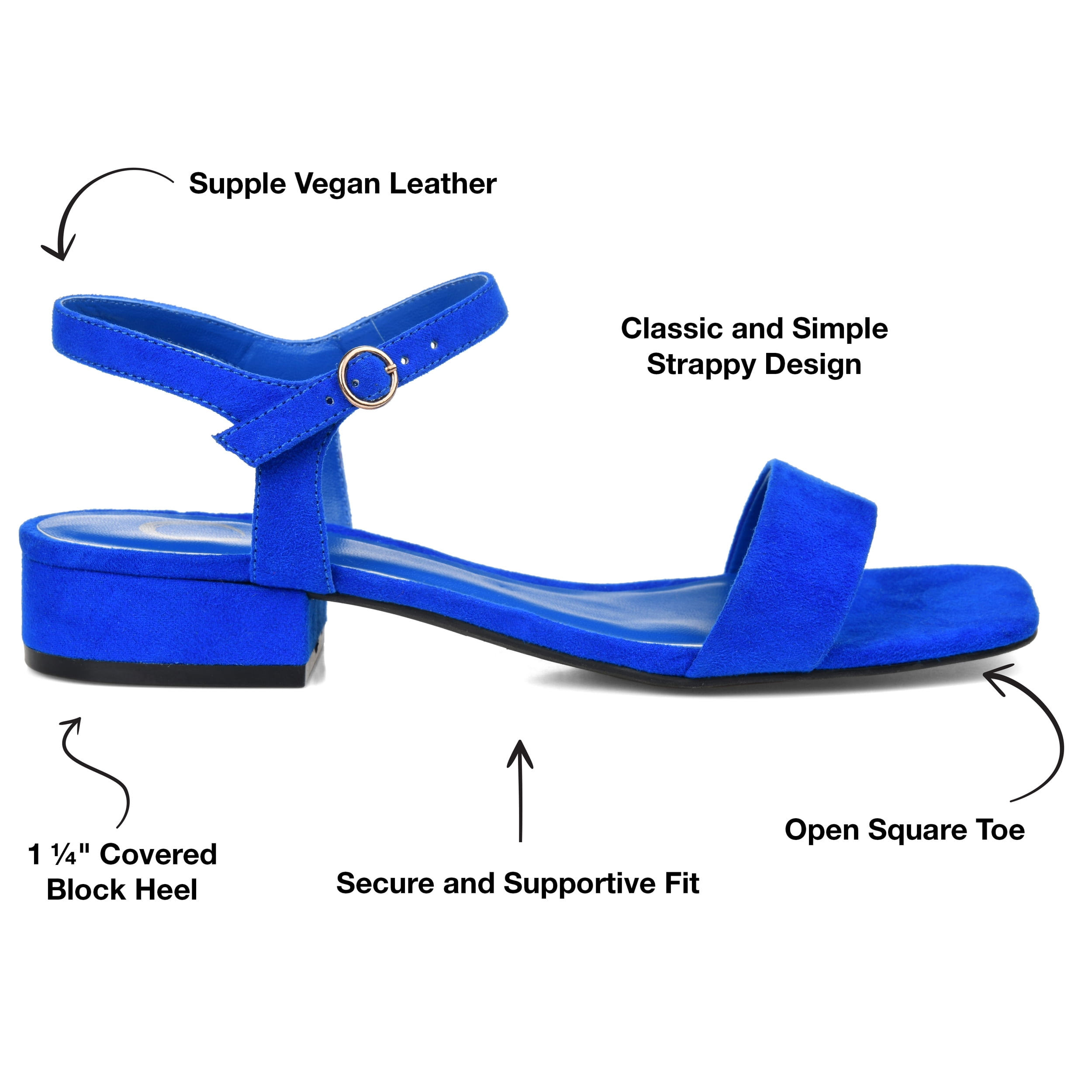 Journee Womens Beyla Open Square Toe Flat Sandals