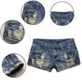 thumbnail image 2 of LYMAYTER Women Denim Shorts Low Waist Hole Jeans Summer Fallow Shorts Fashion Elastic Force Jeans for M-2XL, 2 of 7