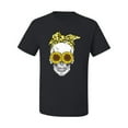 thumbnail image 2 of Skull Sunflower Skeleton Bandana Inspirational/Christian Men's Graphic T-Shirt, Black, X-Large, 2 of 3