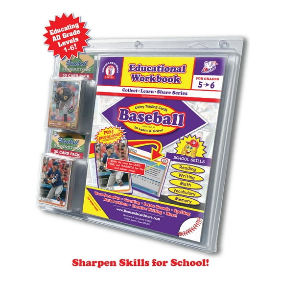 EDUCATIONAL WORKBOOK/ BASEBALL CARD COMBO PACK GRADES 5-6