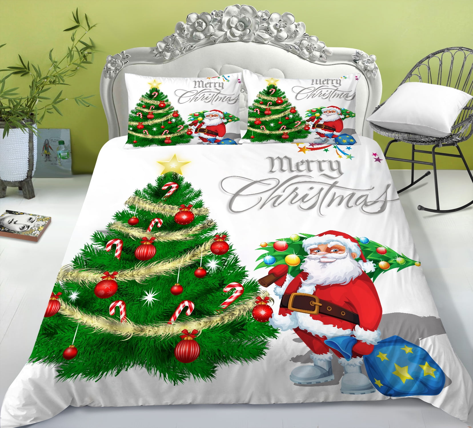 Unique Design Creative Bedding Cover Set Merry Christmas Painting Vintage Polyester Duvet Covers