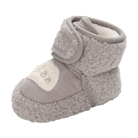 

Baby Winter Solid Color Walking Shoes Plush Short Boots Soft Soled Anti-skid Cotton Shoes