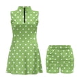 thumbnail image 2 of Uorisanigo Green Polka Dots Workout Active Athletic Dresses with Shorts Dry-Fit 1/4 Zipper Womens Sleeveless Golf Tennis Dresses Fashion Daily Wear for Workout Exercise, 2 of 7