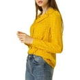 thumbnail image 4 of DARING DIVA Women's Notched Lapel V Neck Heart Polka Dots Shirt XL Yellow, 4 of 7
