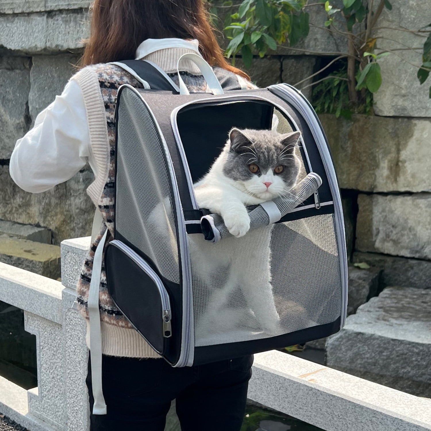 RUseeN Cat Backpack, Pet Carrier Backpack for Dogs and Cats,Puppies,Cat Backpack Carrier, Fully Ventilated Mesh,Airline Approved,Designed for Travel, Hiking, Walking & Outdoor Use