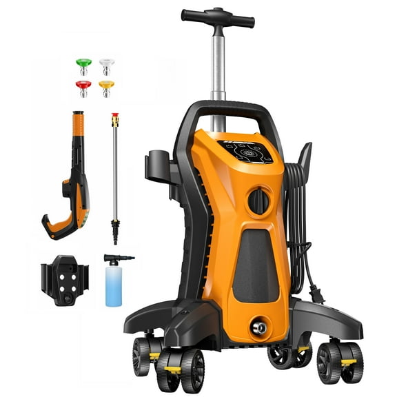 Electric Pressure Washer 5000 PSI 3.2 GPM Power Washer Electric Powered with Upgrade Spray Handle Smart Control and 4 Anti-Tipping Wheels for Effortlessly Cleaning,Orange