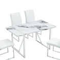 thumbnail image 6 of 55" Faux Marble Top Dining Table For 4, Rectangular Style, White & Silver, Simple Assembly, Fits Home Office And Living Room 4 55 Inch Table, Uncomplicated For, 6 of 6