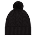 thumbnail image 2 of Women's New Era  Black Houston Texans Cable Cuffed Knit Hat with Pom, 2 of 2