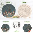 thumbnail image 3 of 6 Pcs Drink Coasters with Holder 3.94in Woven Coasters for Drinks Snowman with A Christmas Hat Coaster Set for Protection Table, 3 of 7