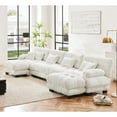 thumbnail image 4 of KYLE & KAY Convertible Sectional Sofa Couch, Chenille Oversized 4 Seater Cloud Couch with 6 Soft Pillows, Upholstered U Shaped Sofa with Ottoman for Living Room, Apartment, Office, White, 4 of 7