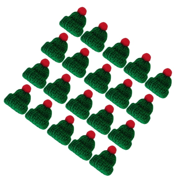 BRIGHTFUFU Mini Santa Hat Craft Knitted Wool Christmas Decoration For Adults 20Pcs