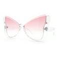 thumbnail image 4 of Womens Butterfly Upside Down Half Rim Plastic Oversized Sunglasses Clear - Pink, 4 of 8