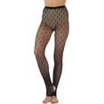 thumbnail image 4 of ToBeInStyle Women's Micro Hearts Fine Fishnet Stirrup Footless Tights - Black, 4 of 5
