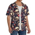 thumbnail image 3 of Disketp Men's Hawaiian Skull record rock Print Shirts Button Down Holiday Beach Shirts-Small, 3 of 5