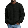 thumbnail image 2 of Men's Cable Knit Crew Neck Sweater, Long Sleeve Drop Shoulder Solid Color Pullover, Fall Winter Loose Fit Casual Streetwear Top Black S, 2 of 6