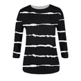thumbnail image 3 of Summer Savings 2024 TAGOLD Summer Tops for Womens,Womens Summer Tops, Women's Fashion Printed Loose T-shirt Mid-length 3/4 Sleeves Blouse Round Neck Casual Tops Black XL, 3 of 4