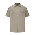 thumbnail image 6 of WREESH Men's Button Down Shirts Casual Work Shirts Solid Color Short Sleeve Turndown Collar Shirts Khaki, 6 of 6