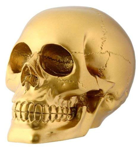 Cabilock Resin Craft Skull Head Black Golden Carving Decoration Skull Sculpture Ornament Home Party Halloween Decoration Golden 