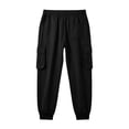 thumbnail image 6 of Men's Fleece Multi Pocket Sweatpants Loose Fit Cuffed Ankle Casual Joggers with Drawstring Elastic Waist Solid Color Lounge Trousers for Winter, 6 of 7