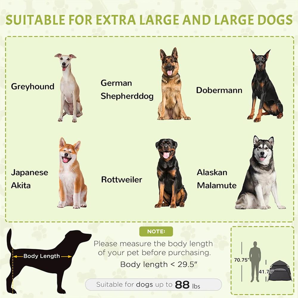 Topcobe Pop Up Dog Tent for Extra Large and Large Dogs with Carry Bag, for Beach, Backyard, Home, Portable Indoor/Outdoor Dog Bed, Dark Gray