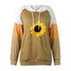thumbnail image 3 of Gibobby Túnica de moda Camisetas de manga larga, sudaderas holgadas con capucha, sudaderas informales con bloques de color, sudaderas con capucha de para mujer con patrón Floral （Caqui， L), 3 of 4