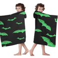 thumbnail image 4 of Black Halloween Bats with Green Hooded Bath Towel，50"x30" for Ages 3 To 12 Kids, Quick Dry Lightweight Soft Microfiber Hood Beach Towel Cover Up for Kids, 4 of 7