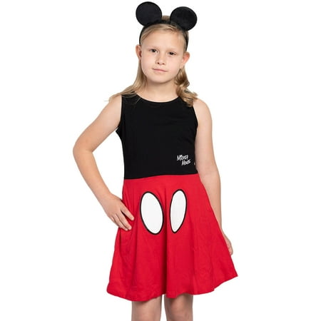 Disney Mickey Mouse Halloween Costume Dress w/ Ears Headband Set (Big