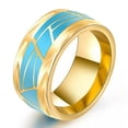 thumbnail image 2 of 10mm Gold/Silver 316L Titanium Steel Band Men's Blue Wedding Ring Sz 7-11, 2 of 7