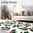 thumbnail image 2 of ODIKA 4'x6' Machine Washable Non-Slip Area Rug, Holly Berry Vine Decorative Floor Covering with Seasonal Flourishes High Traffic Rug with Pad, Green, 611322, 2 of 8