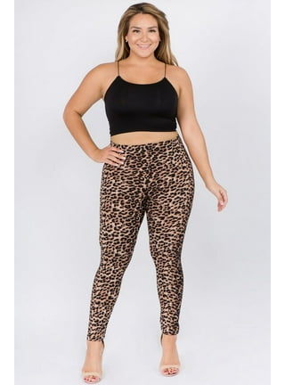 Printed Stirrup Pants - Gray Striped and Cheetah Print Womens Leggings - L  - 2 Pack 