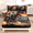 Brown-orange, variant on Cute Pet Cat Bedding Sets Twin Size,Halloween Pumpkin Lantern Stars Pattern Fitted Sheet Sets for Toddler Kids Room Decor,Colorful Neon Lights Bed Set,1 Fitted Sheet+2 Pillowcases.