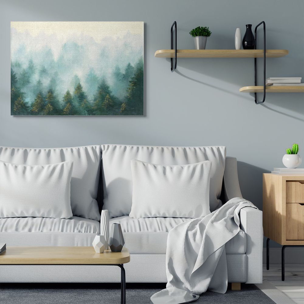 Stupell Industries Abstract Pine Forest Landscape with Mist Green Painting Canvas Wall Art Design by Julia Purinton, 36" x 48"