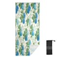 thumbnail image 2 of Quick-Dry Beach Towel 71x31in with Storage Bag, Sand Free Microfiber Towel for Travel, Swimming, Camping Blue Hydrangea Pattern, 2 of 9