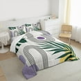 thumbnail image 3 of Homewish Tropical Bontical Monstera Bedding Comforter Set,Boho Geometric Lines Twin Comforter Sets,Green Purple White Bedding Set For Teens,Luxury Bedroom Decor Reversible,2 Pieces, 3 of 8