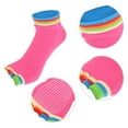 thumbnail image 4 of 4 Pairs Half Finger Toe Socks Men Women Non Slip Sticky Five Finger Socks for Yoga Daily Fit Mutlicolor Rose Red, 4 of 7
