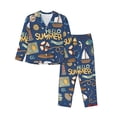 thumbnail image 1 of Fotbe Marine Nautical Conjunto de Pijama de Manga Larga para Mujer con Estampado, Ropa de Dormir de 2 Piezas, Conjunto de Casa Suave y Cómodo con Bolsillos-Large, 1 of 7