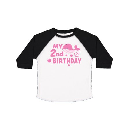 

Inktastic Nautical My 2nd Birthday with Pink Whale Gift Toddler Boy or Toddler Girl T-Shirt