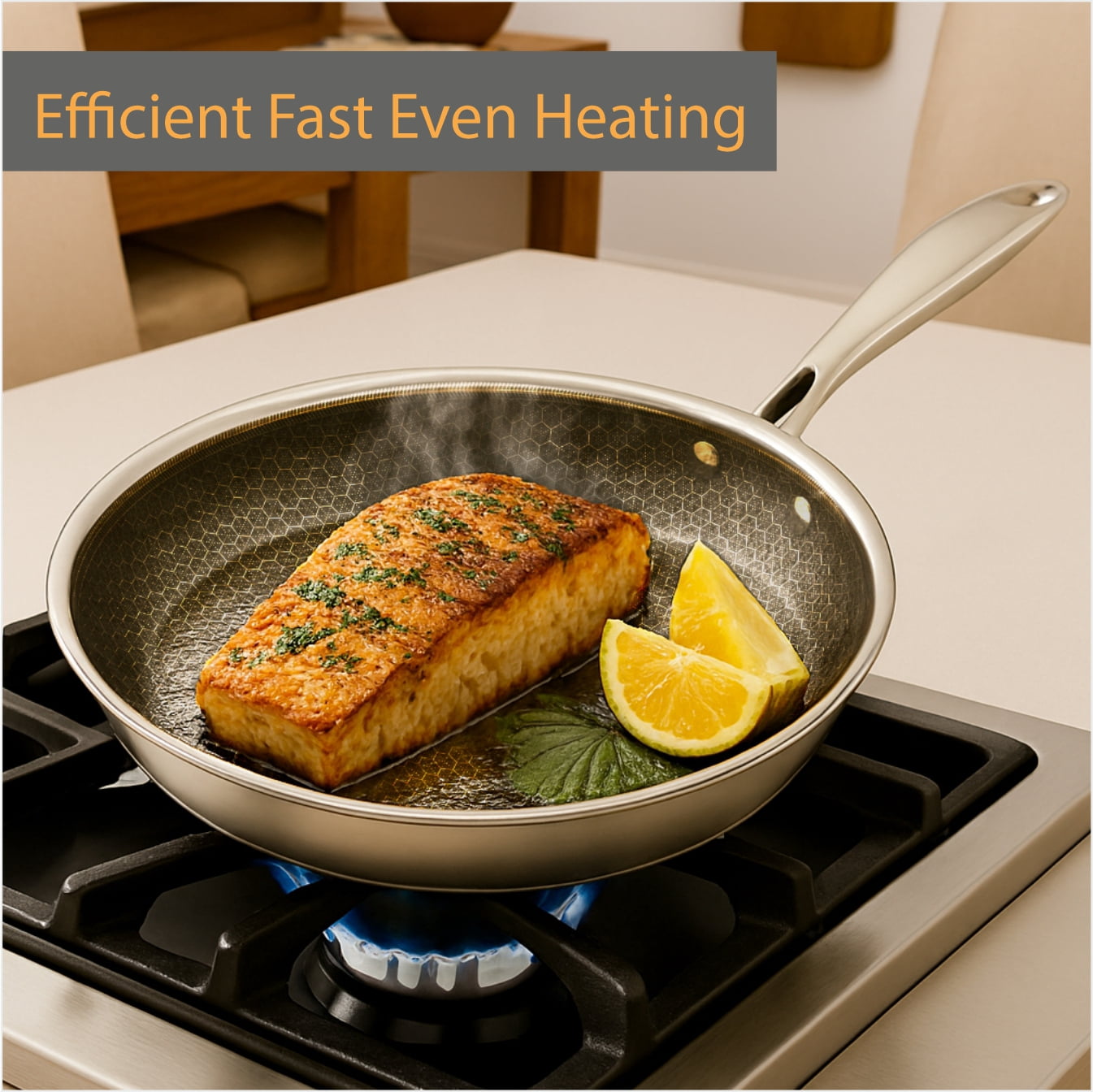 Mainstays 12 in Tri-Ply Stainless Steel Hybrid Non-Stick Fry Pan with Cool Touch Handle