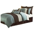 thumbnail image 2 of Drevy 8-Piece Blue Brown Beige Pleated Stripe Comforter Set California King Bedding Set, 2 of 5