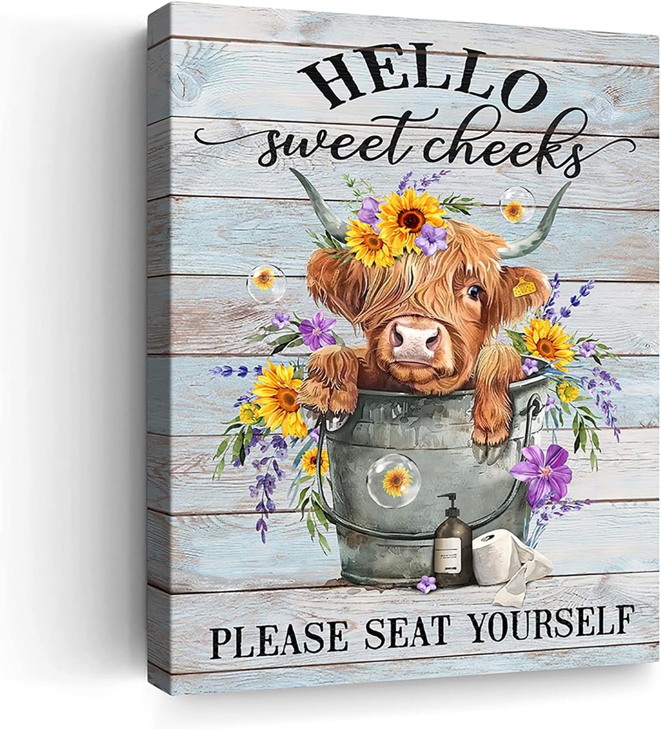cow Wall Art Home Decor For Bathroom Living Room Bedroom Framed Ready To Hang 12x16 Inch