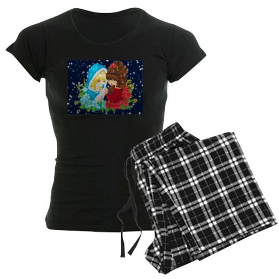 CafePress - Goddesses Of Winter Backgr - Women's Dark Pajamas