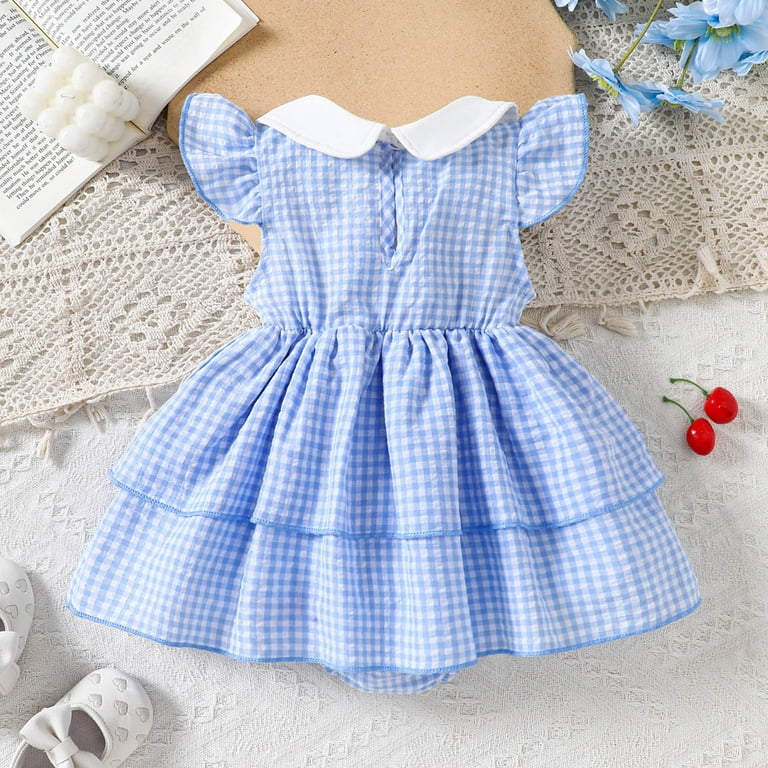Infant Girl Summer Dress Blue Xtra Cute Baby Girl Dress Baby Girls Summer Flutter Sleeve Plaid Infant Girl Summer Dress Blue Xtra Cute Baby Girl Dress Baby Girls Summer Flutter Sleeve Plaid