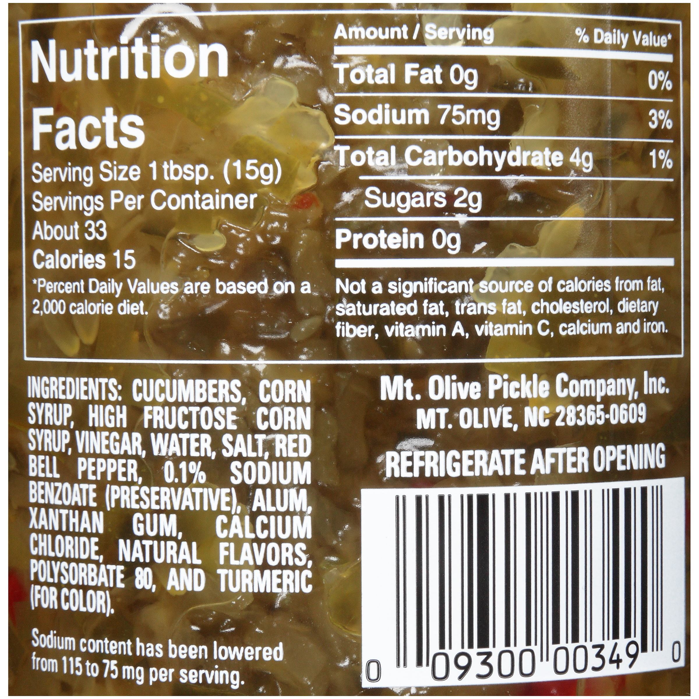 Sweet Pickle Relish Nutrition Facts Runners High Nutrition