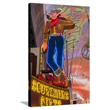 Vegas Vic Cowboy Neon Sign, Fremont Experience, Las Vegas Stretched Canvas Print Wall Art By Michael DeFreitas